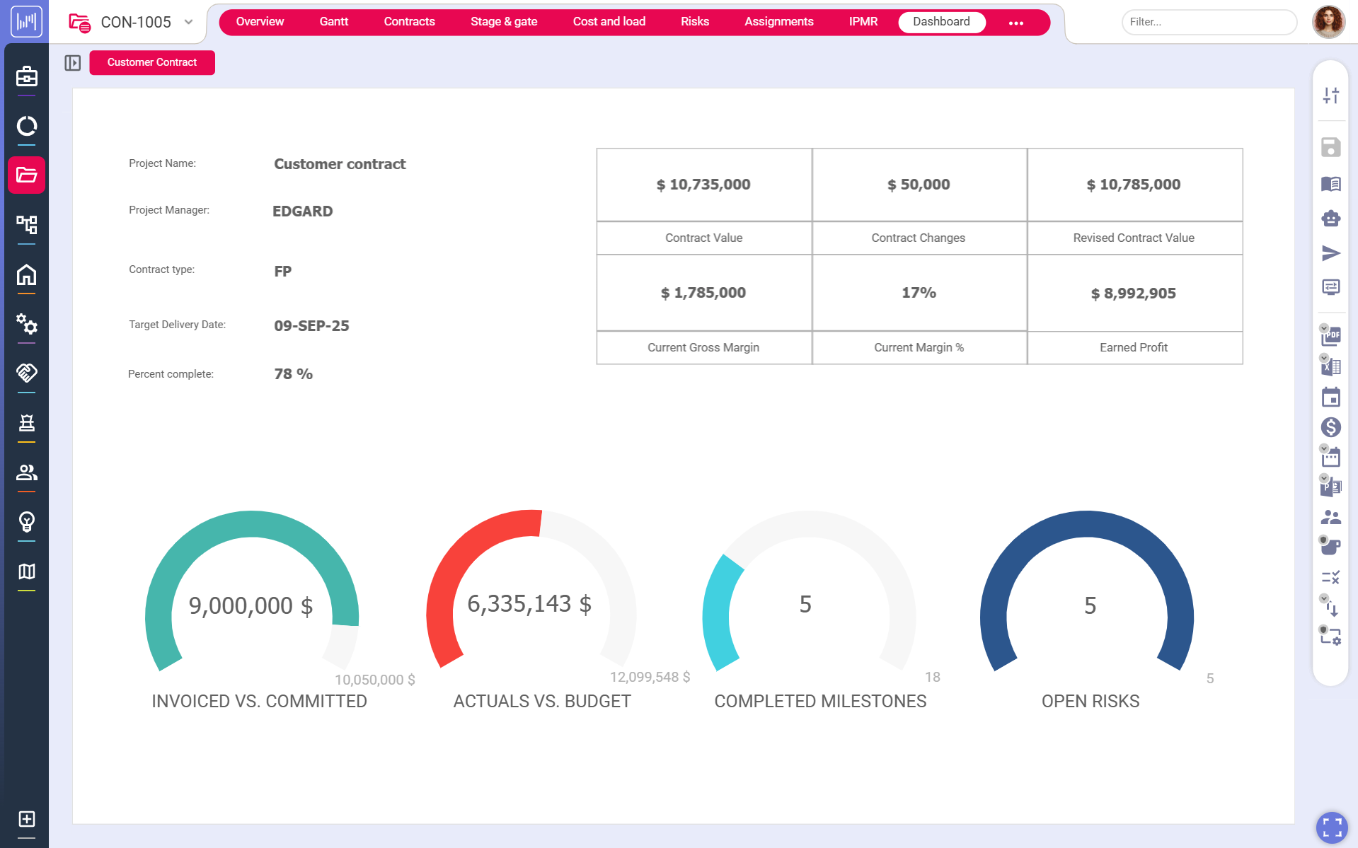 Luma contract dashboard
